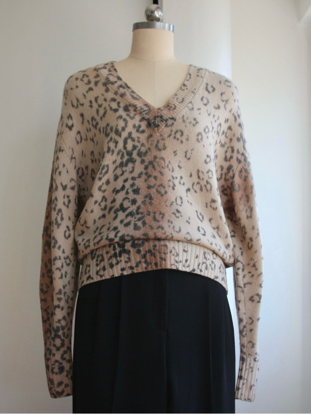 Brochu Walker Leopard Print Wool Cashmere Jumper